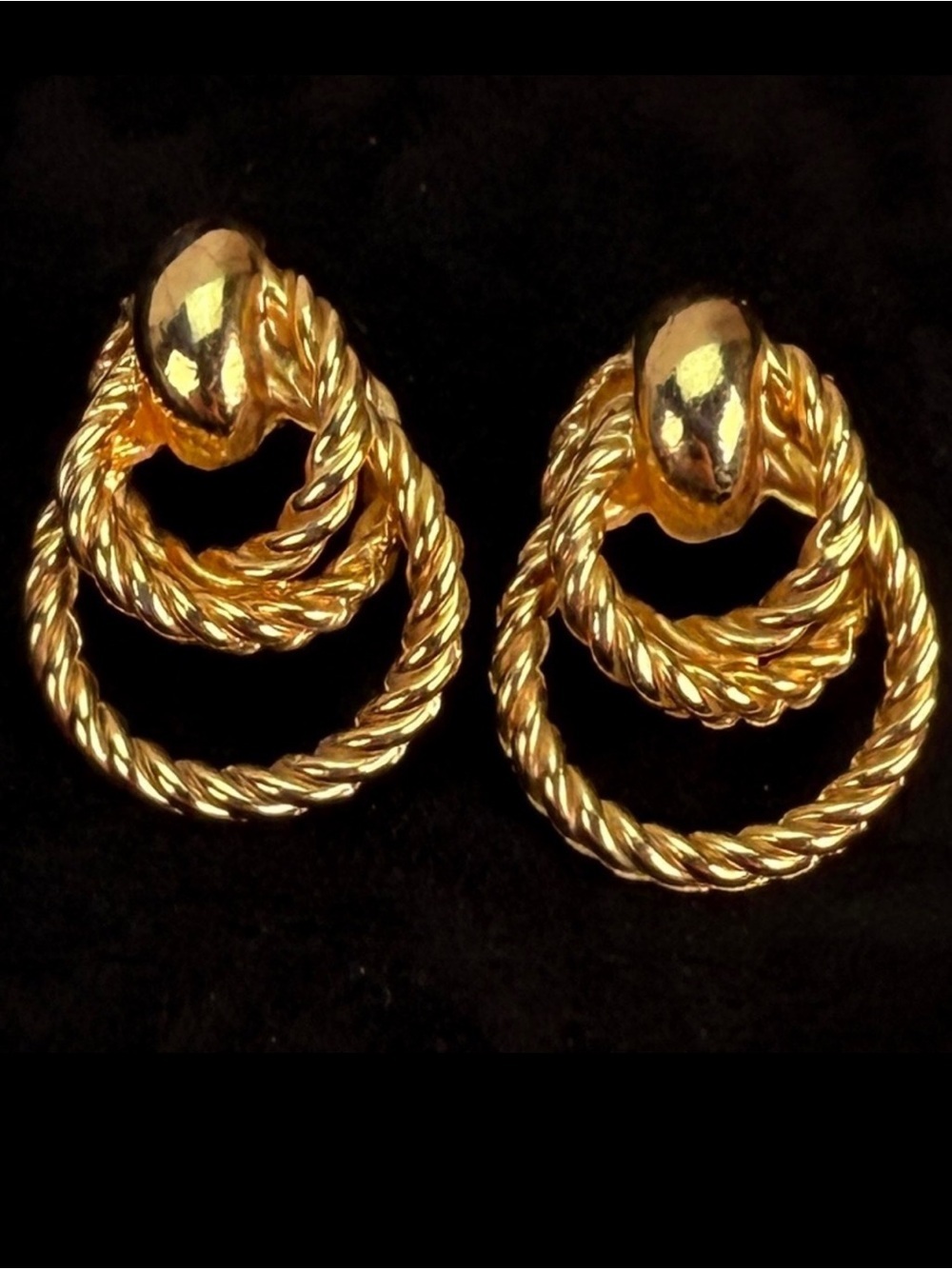 Vintage Goldtone Twisted Hoop Pierced Earrings